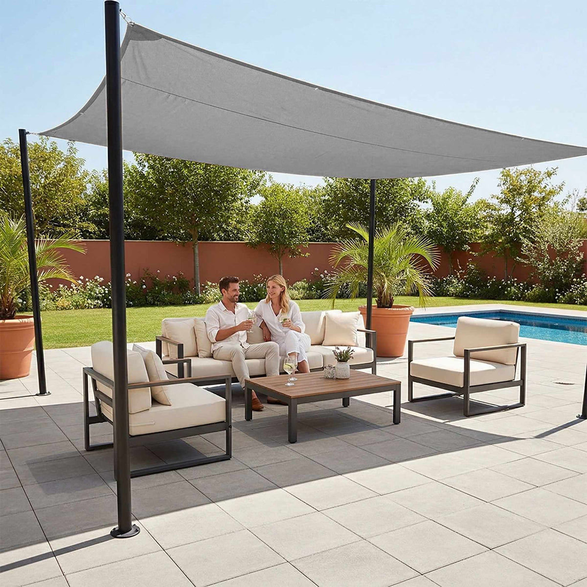 Shade Sail With Eyelets, Tear-Resistant Polyester
