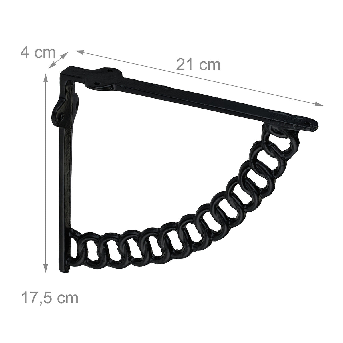 Shelf Brackets, Chain Design, Cast Iron, Set of 2