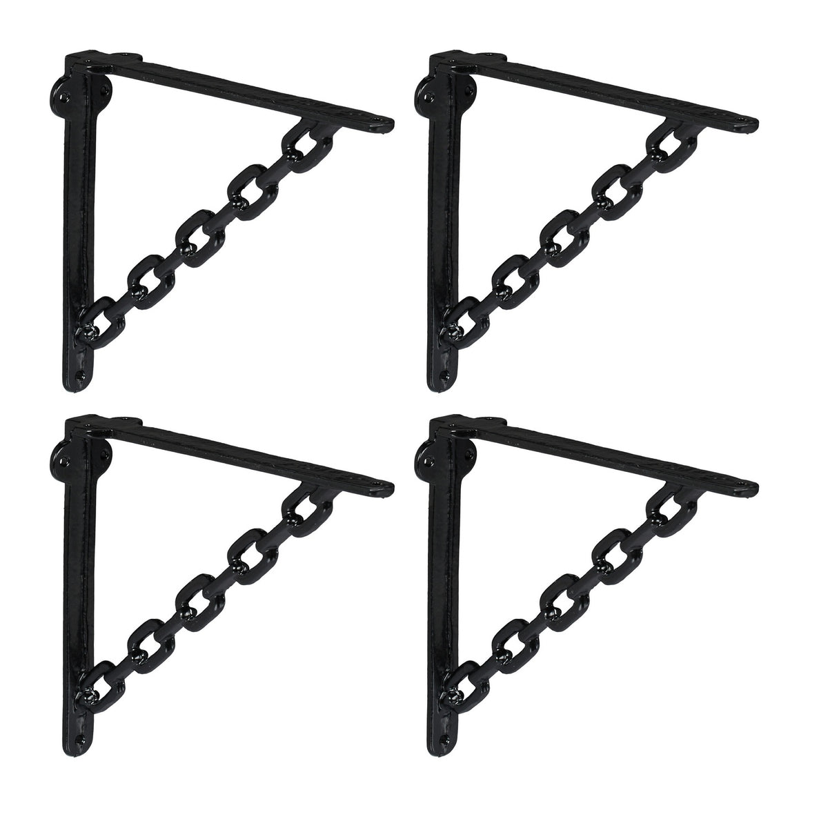 Shelf Brackets, Chain Design, Cast Iron, Set of 4