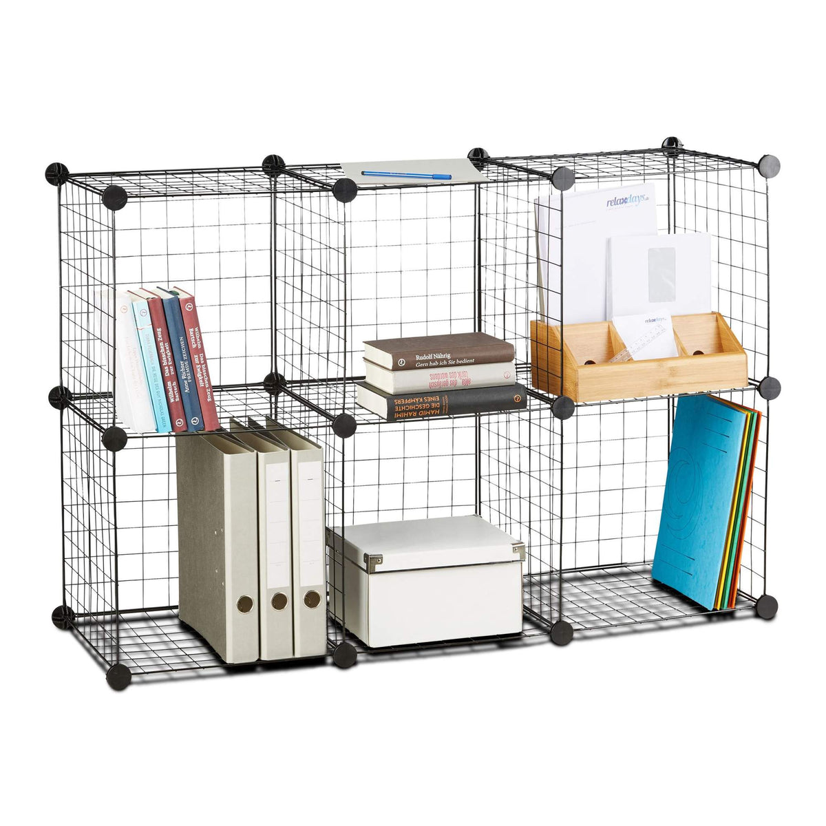 Shelf system with wire mesh 6 compartments