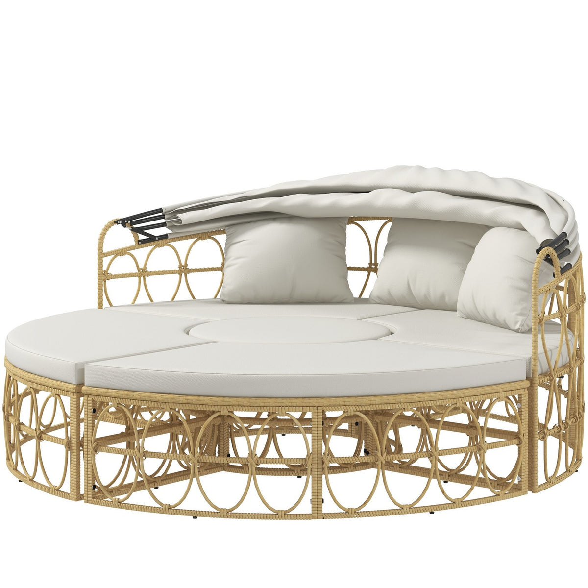 Shell Garden Furniture Set With Folding Canopy & Coffee Table, Two Seater, Cream