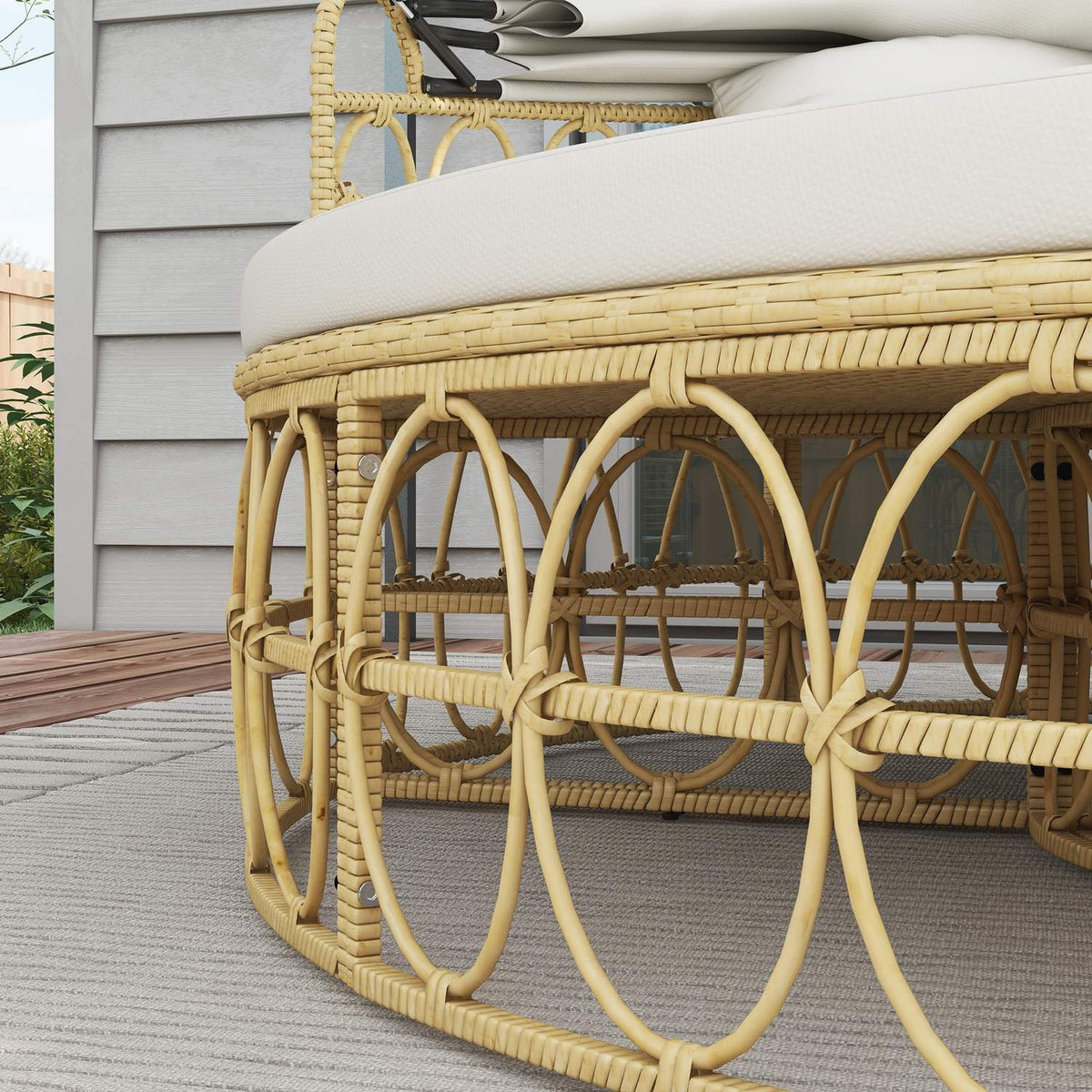 Shell Garden Furniture Set With Folding Canopy & Coffee Table, Two Seater, Cream