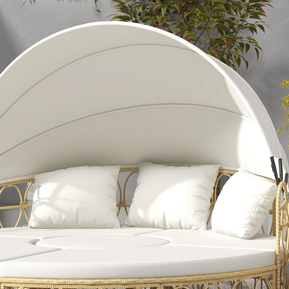 Shell Garden Furniture Set With Folding Canopy & Coffee Table, Two Seater, Cream
