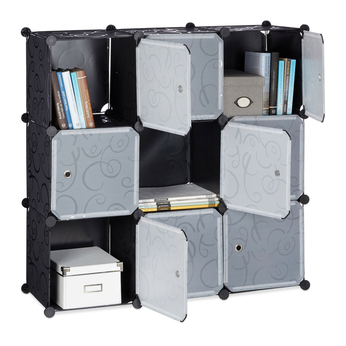 Shelving system with doors