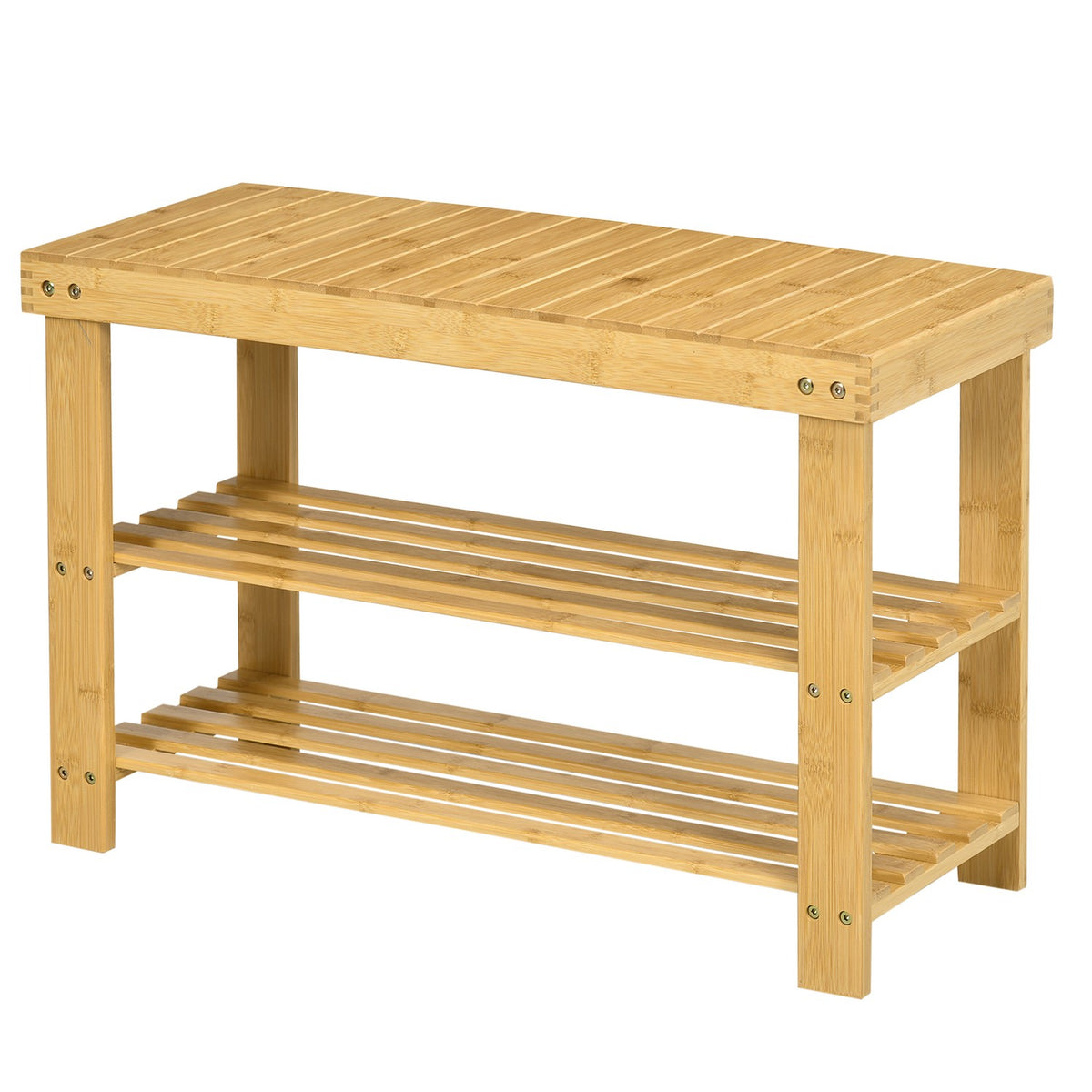Shoe Bench, Shoe Rack With 3 Levels, Bamboo Bench, Wardrobe Bench For 6 Pairs Of Shoes, Shoe Storage, Natural, 70 X 28 X 45 Cm
