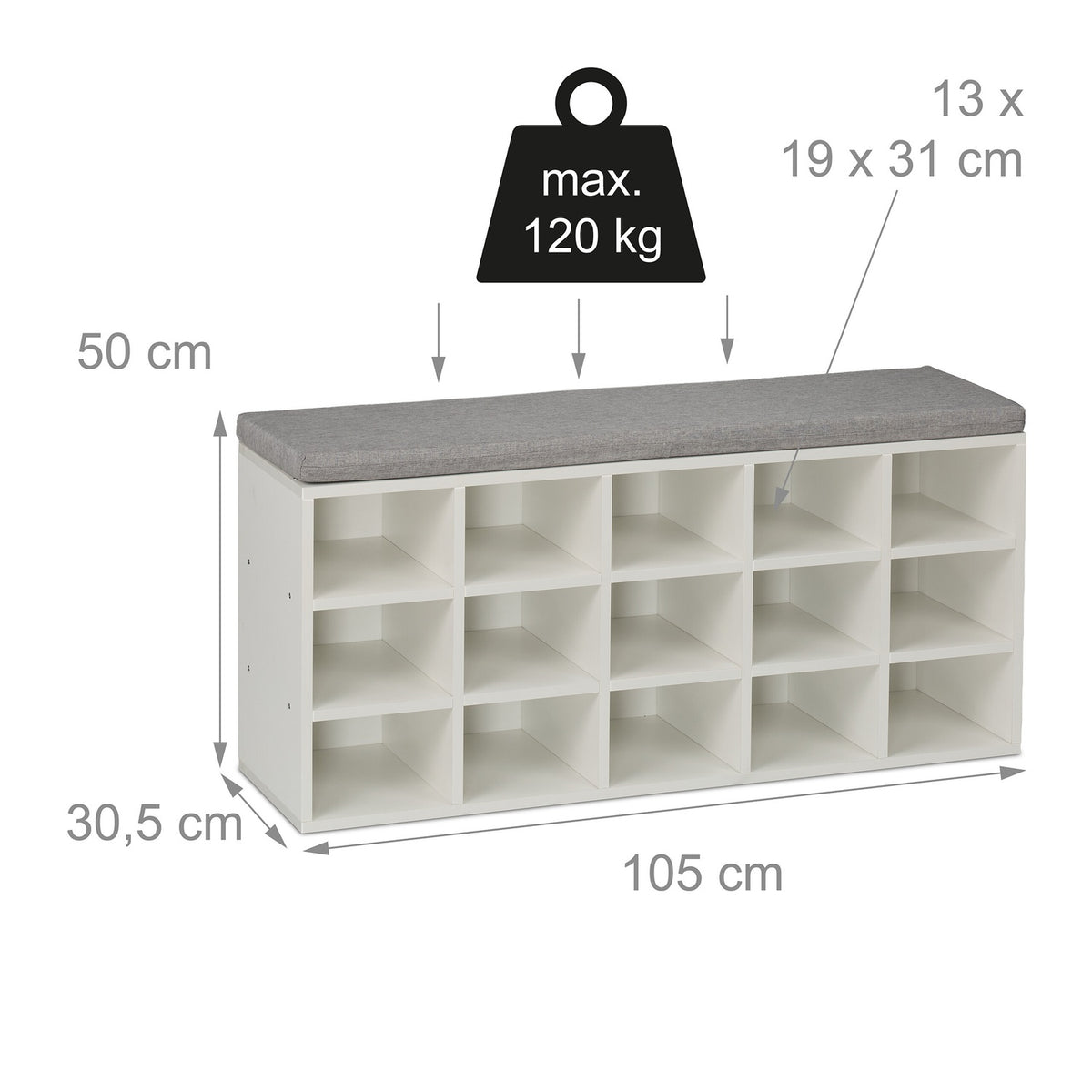 Shoe Bench with Padded Seat and Storage Compartments