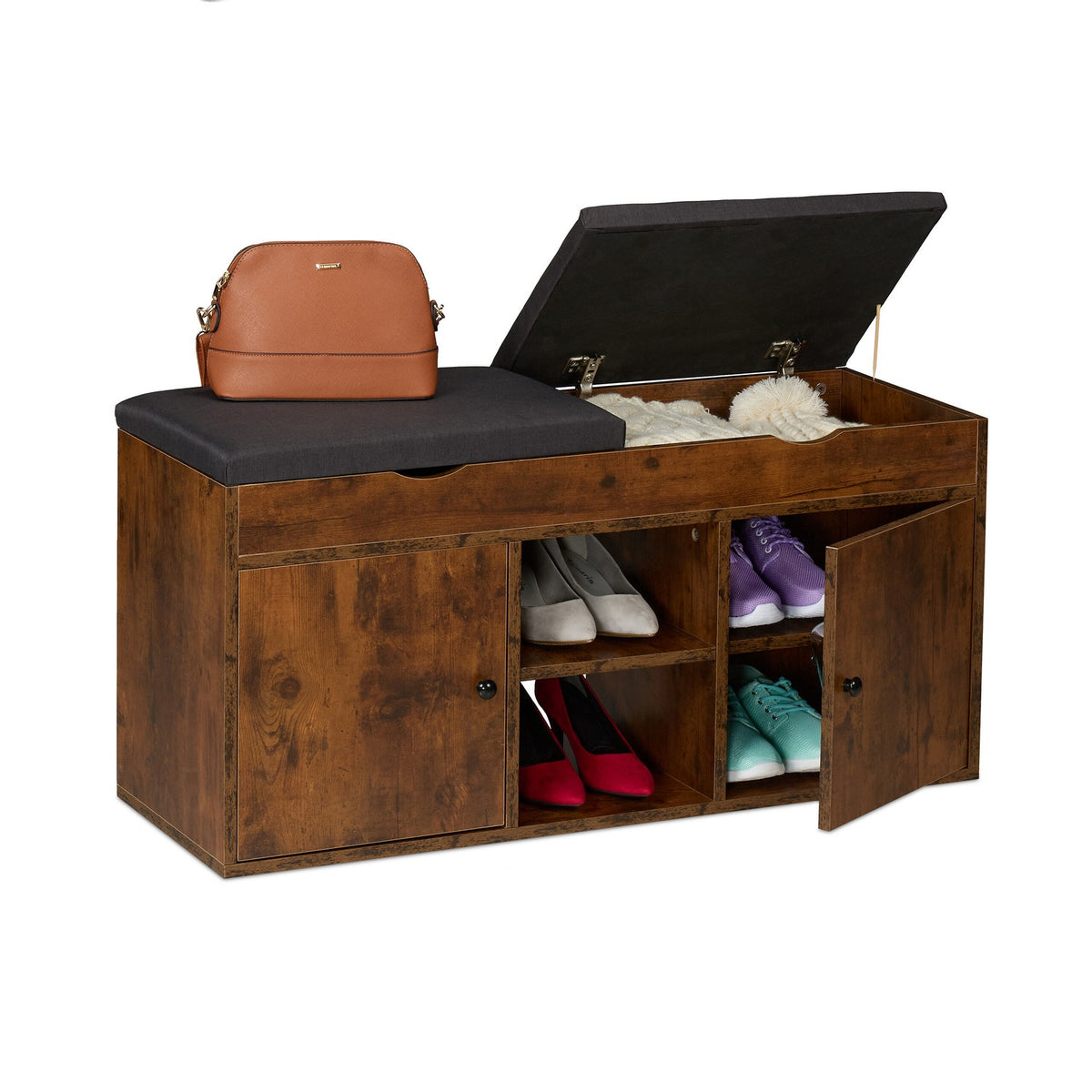 Shoe Bench with Storage and Lift-Up Seat