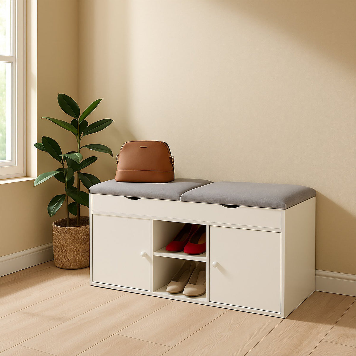 Shoe Bench with Storage and Lift-Up Seat