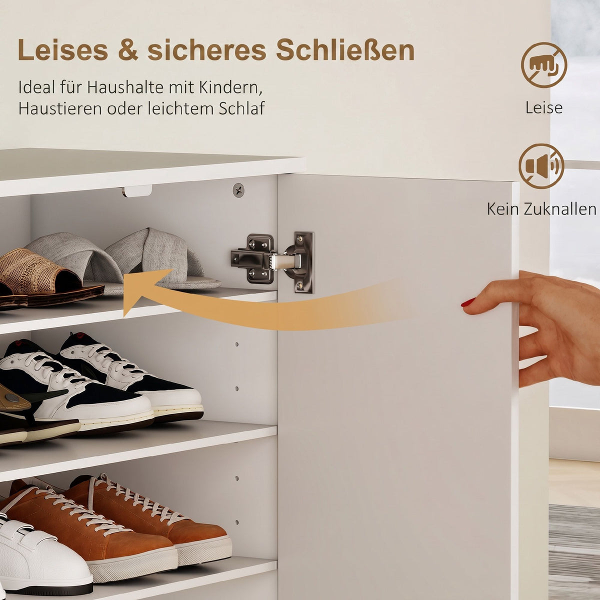 Shoe Cabinet, 2 Doors, 6 Adjustable Shelves, 21 Pair