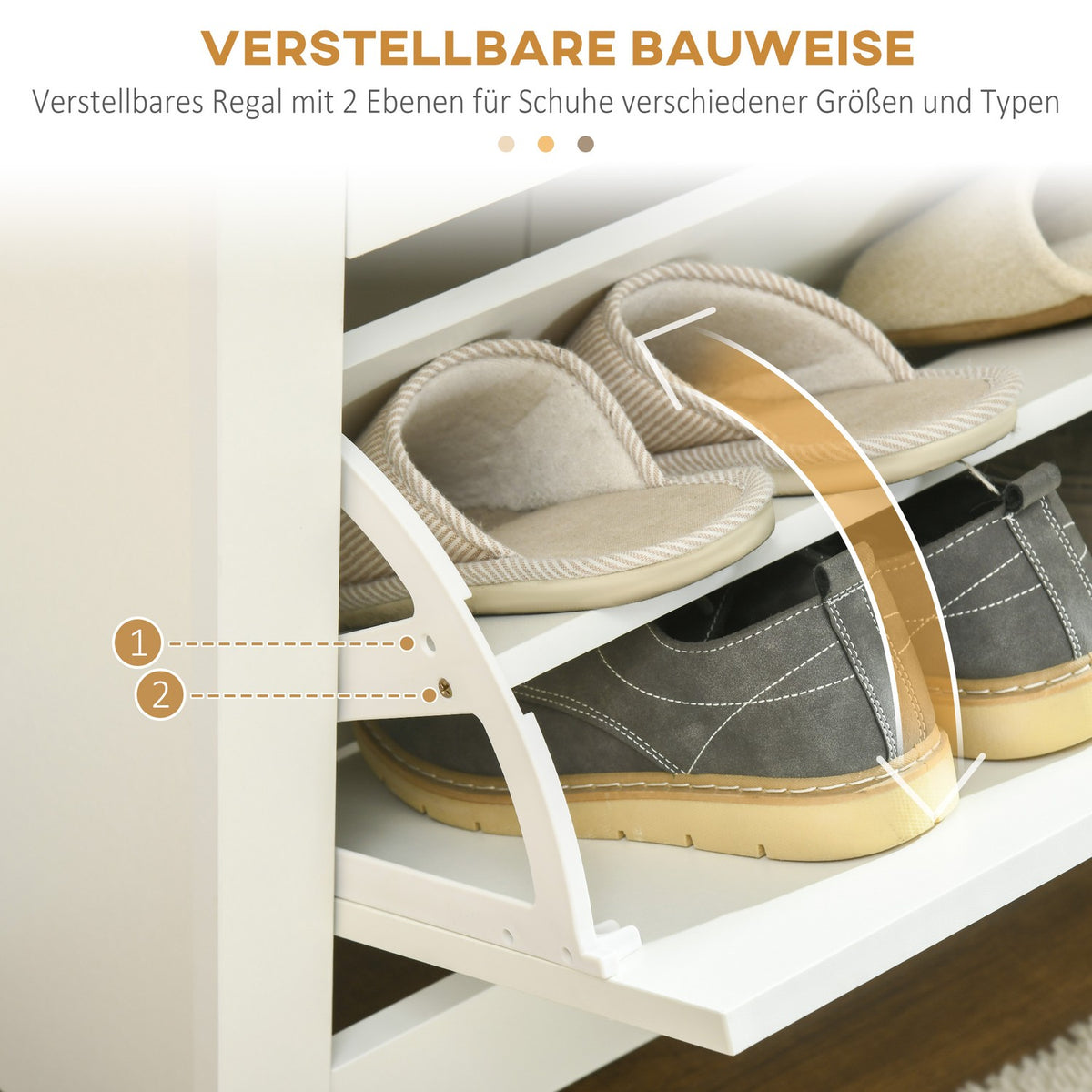 Shoe Cabinet, Shoe Tipper, Shoe Rack With 3 Flaps For 18 Pairs Of Shoes, Space-Saving Shoe Stand, White + Natural, 72 X 26 X 112 Cm