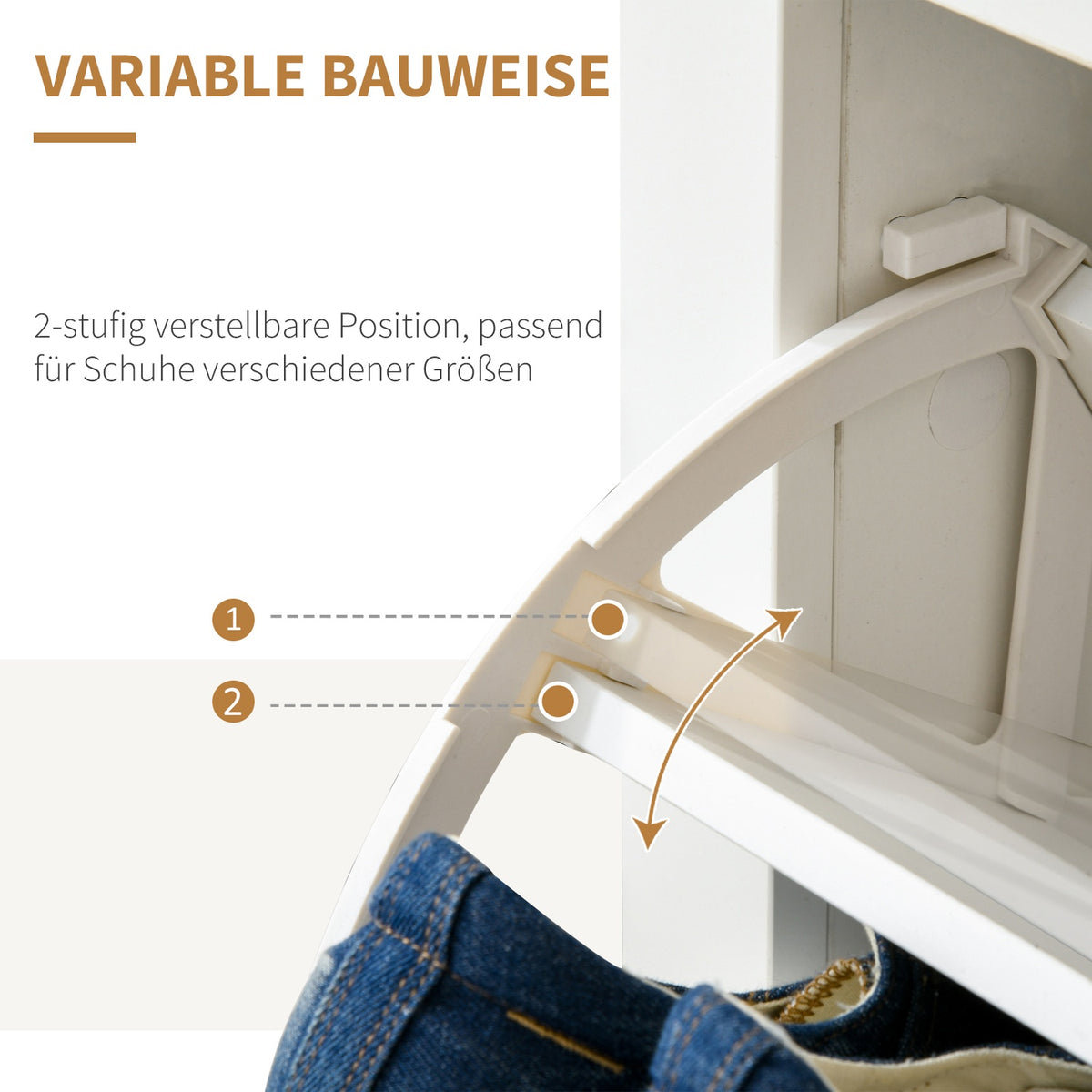 Shoe Cabinet, Space-Saving Shoe Tipper With 2 Flaps For 12 Pairs Of Shoes, Shoe Rack For Hallway, White + Natural