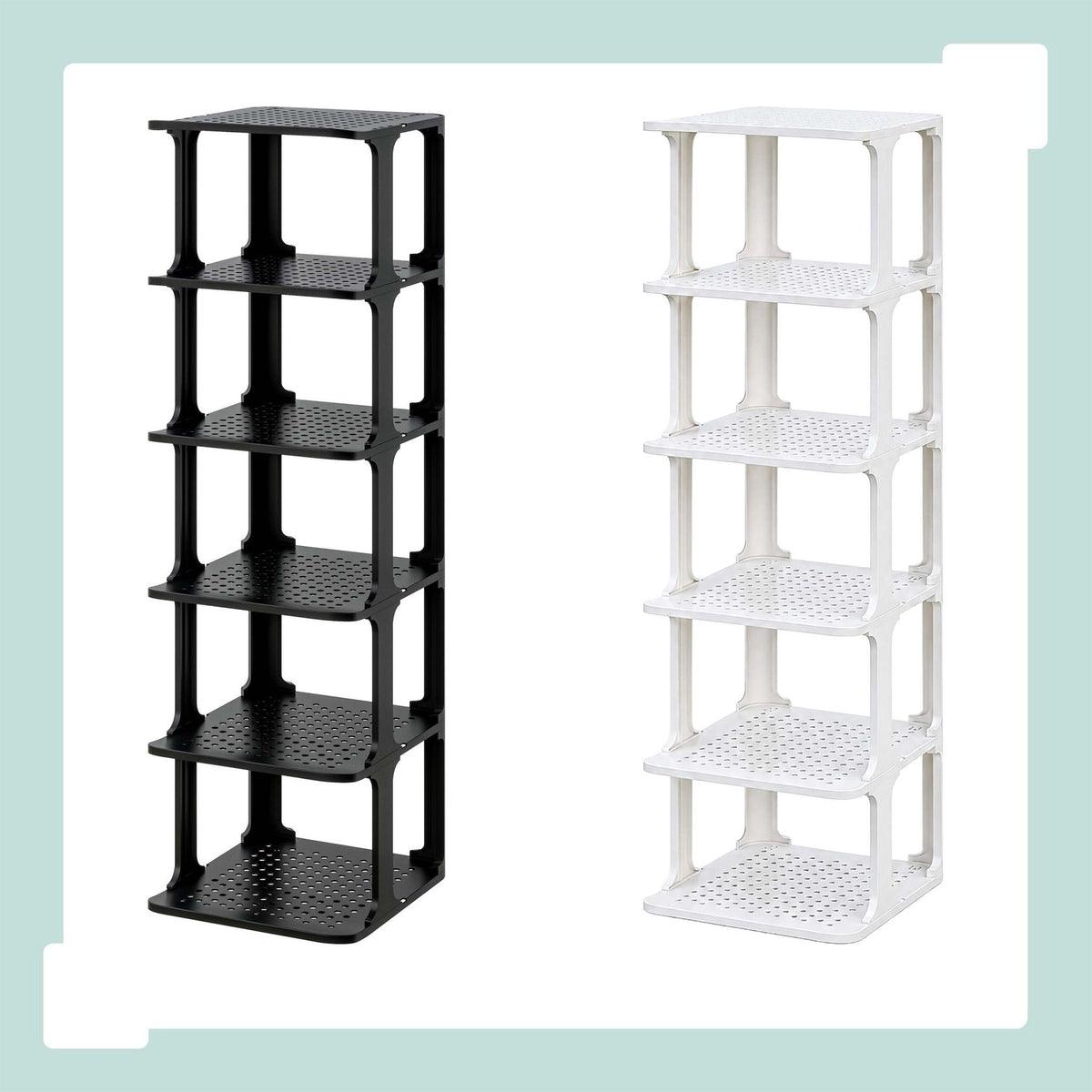 Shoe Organizer Rack, Black, Space-Saving, Pack of 6