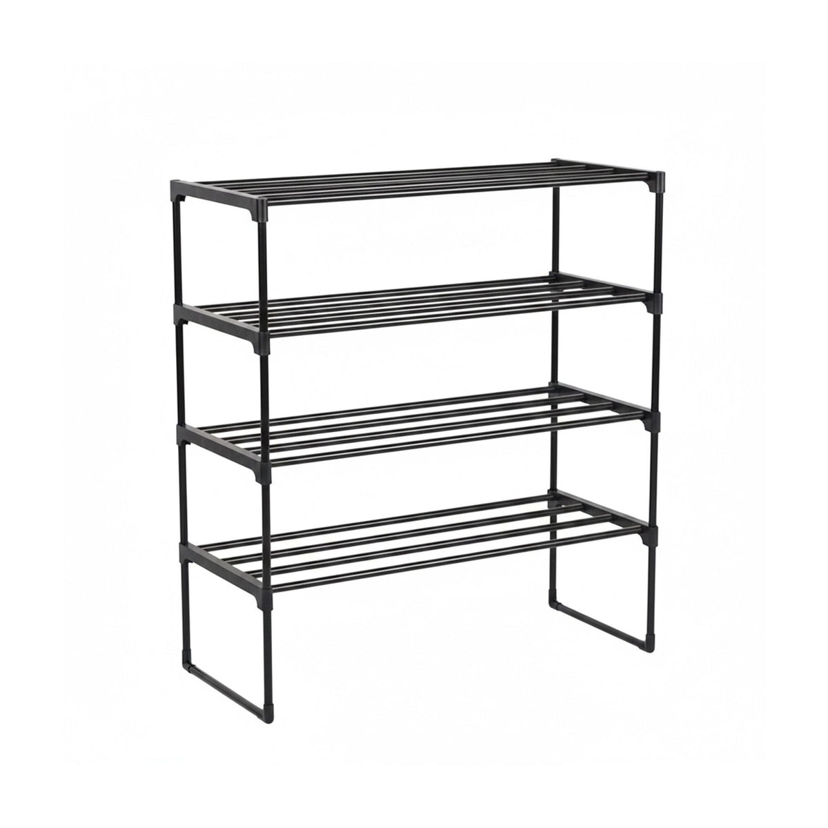 Shoe Rack – Stackable Metal Frame, Plastic Shelves