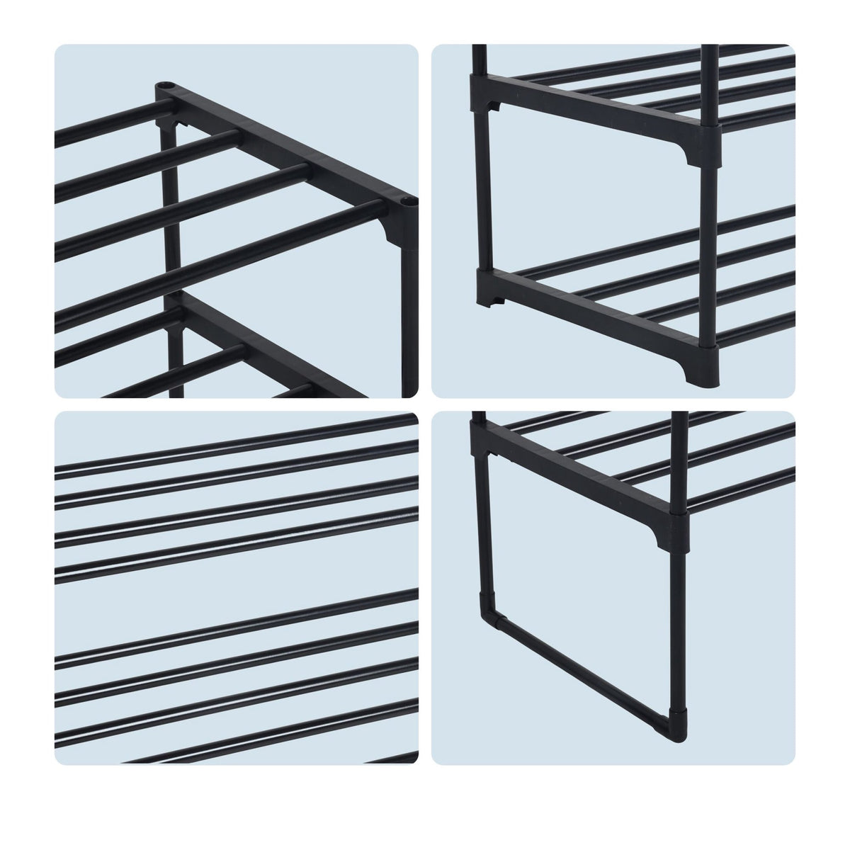 Shoe Rack, Stackable Metal Frame With Plastic Tiers