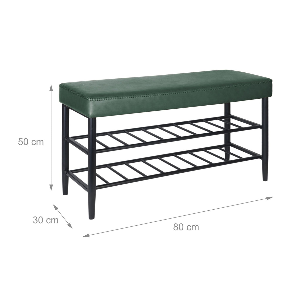 Shoe Storage Bench, Faux Leather, 2 Shelves