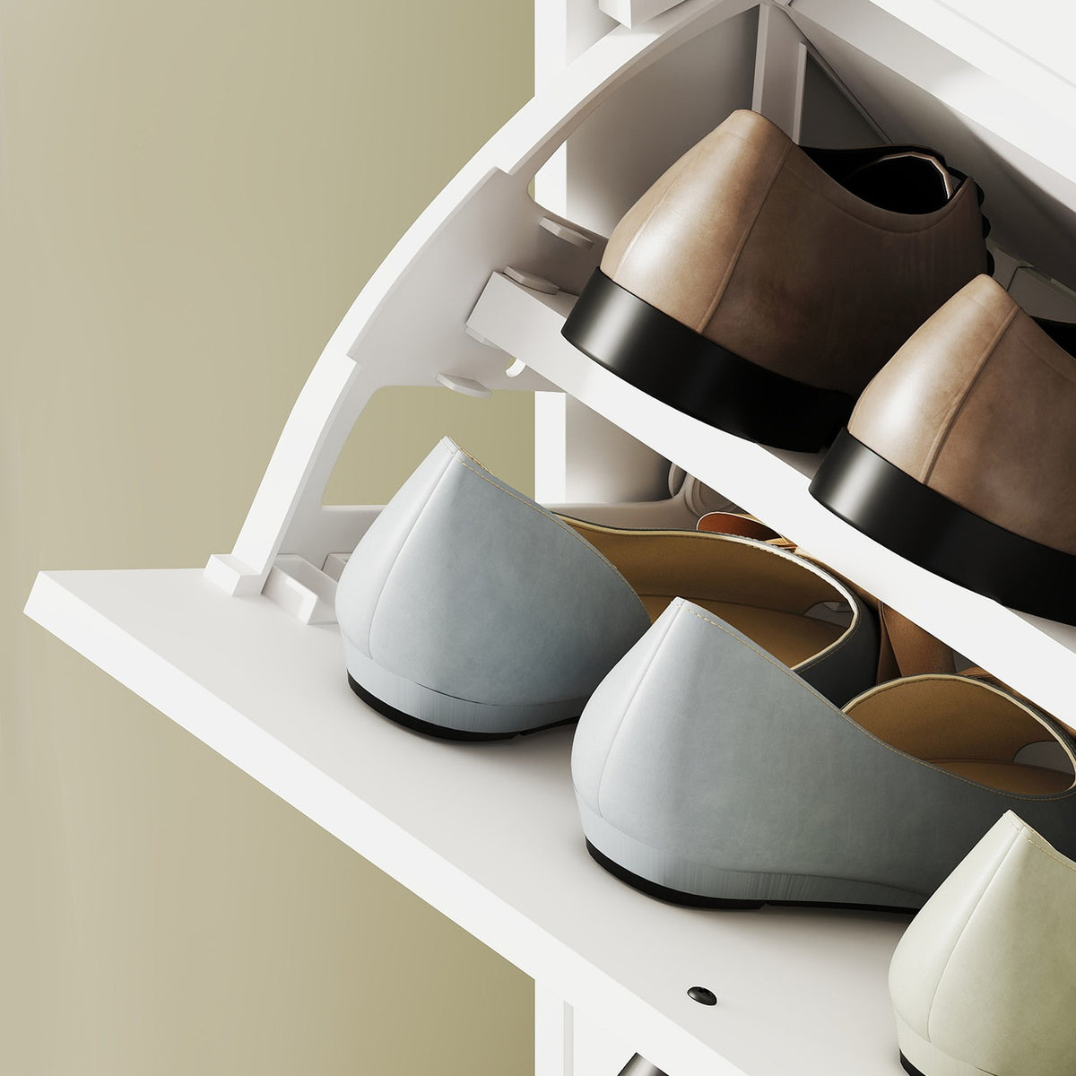 Shoe cabinet with 3 flaps, shoe rack with adjustable divider, shoe chest of drawers, narrow shoe tipper for 12 pairs of shoes 47 x 26 x 120 cm, white |