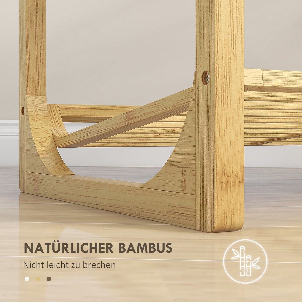 Shoe rack, shoe stand with 4 levels made of bamboo, for max. 12 pairs of shoes, shoe rack with handle for entrance, bedroom, 76 x 33 x 67 cm, natural