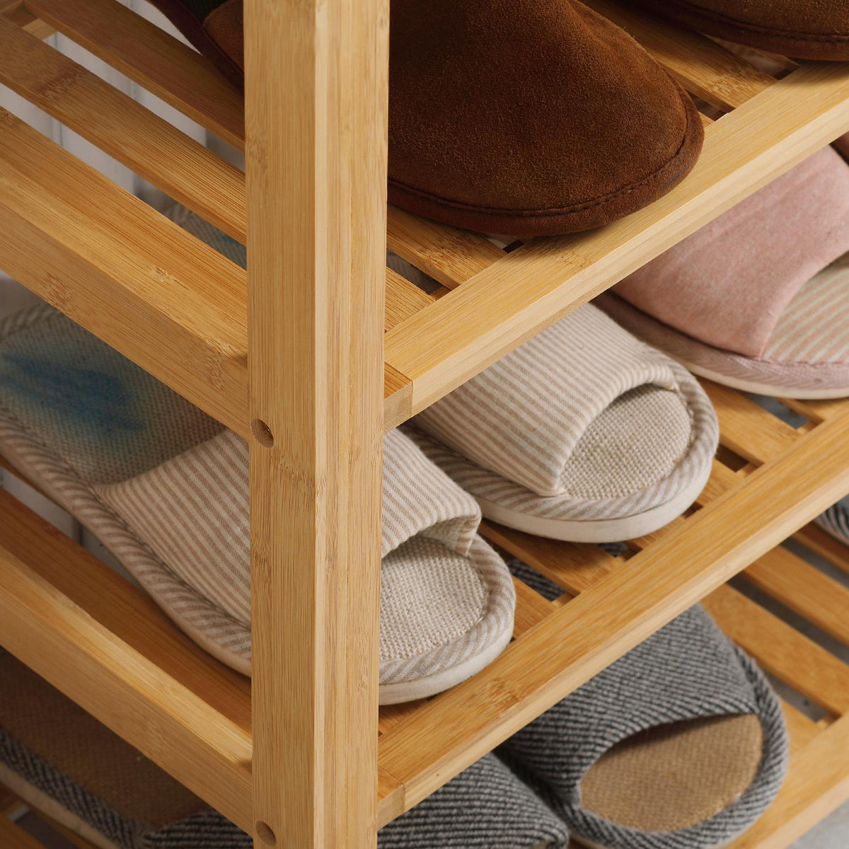 Shoe rack, shoe stand with 5 levels, shoe organizer for 20 pairs of shoes, shoe rack for entrance, hallway, bamboo, 80x29x82cm, natural