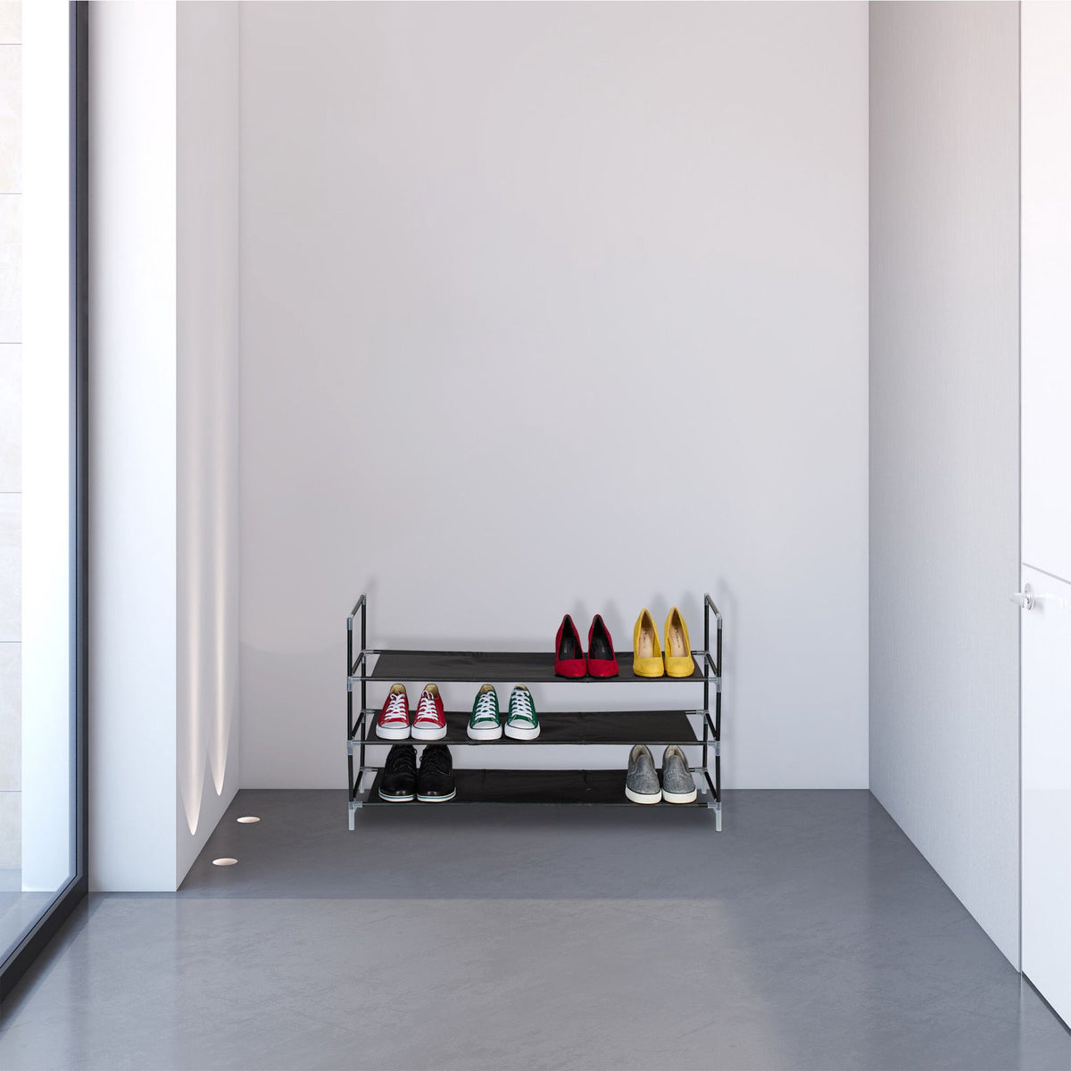 Shoe shelf with fabric levels 1 m