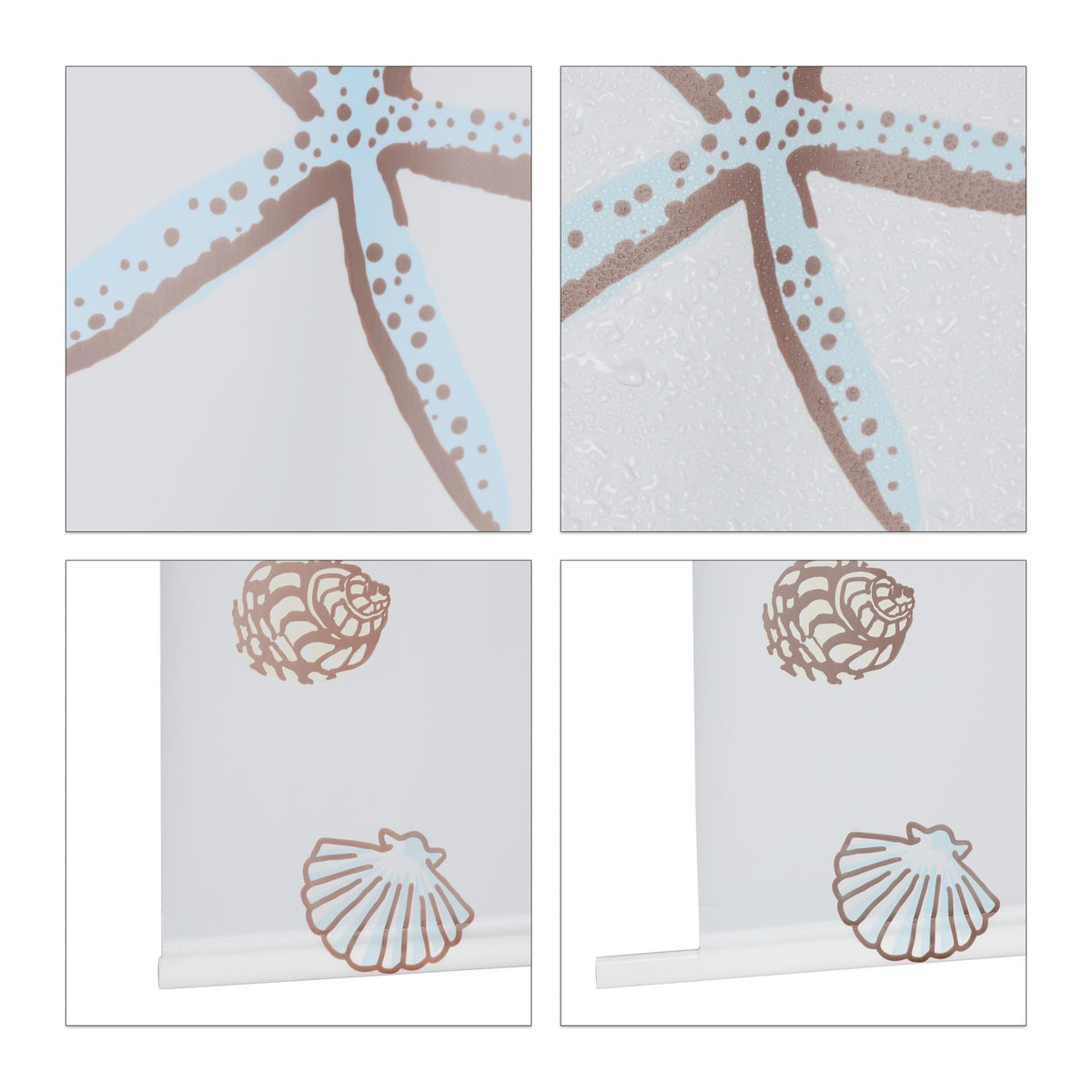 Shower Roller Blind, Ocean Print, Water-Repellent