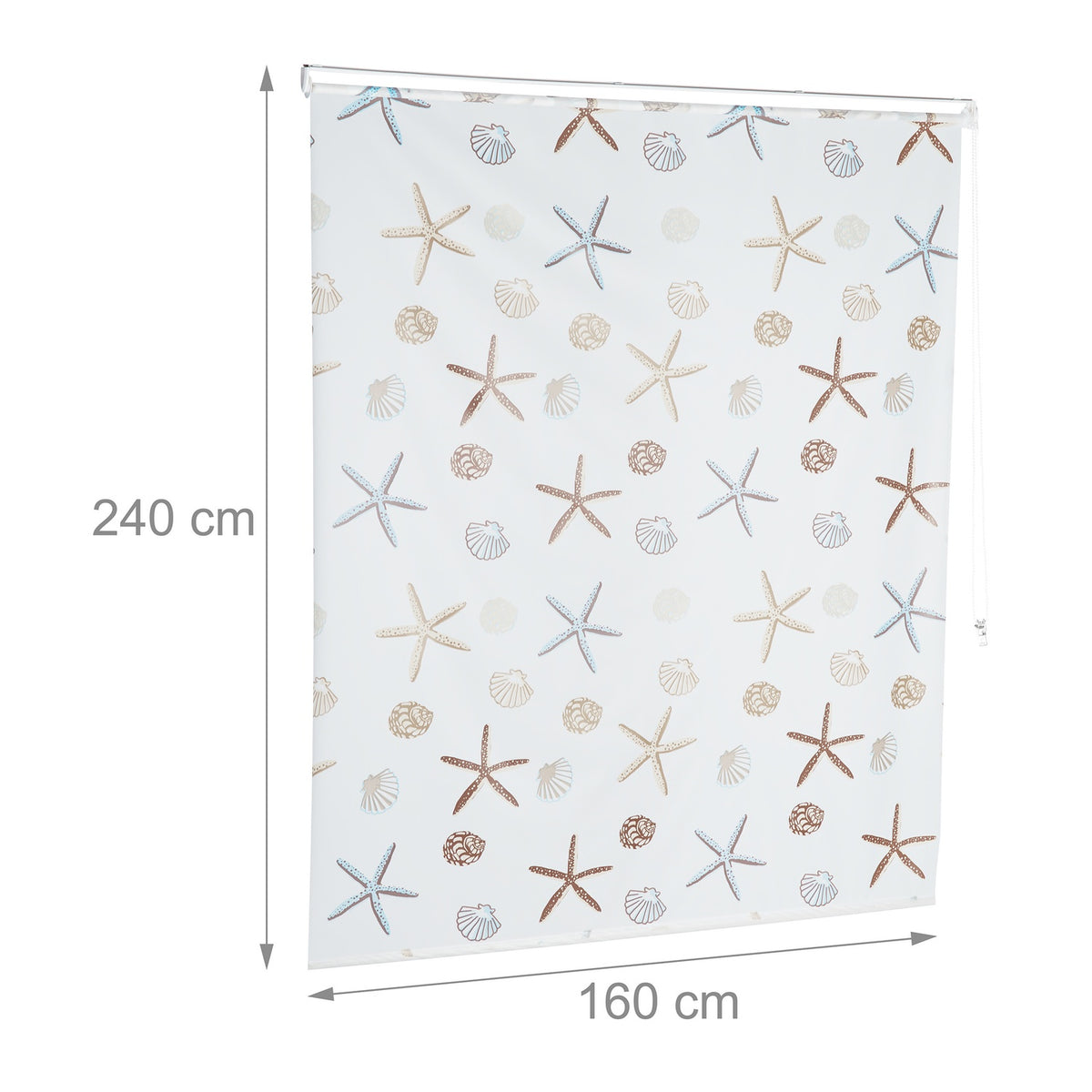 Shower Roller Blind, Ocean Print, Water-Repellent