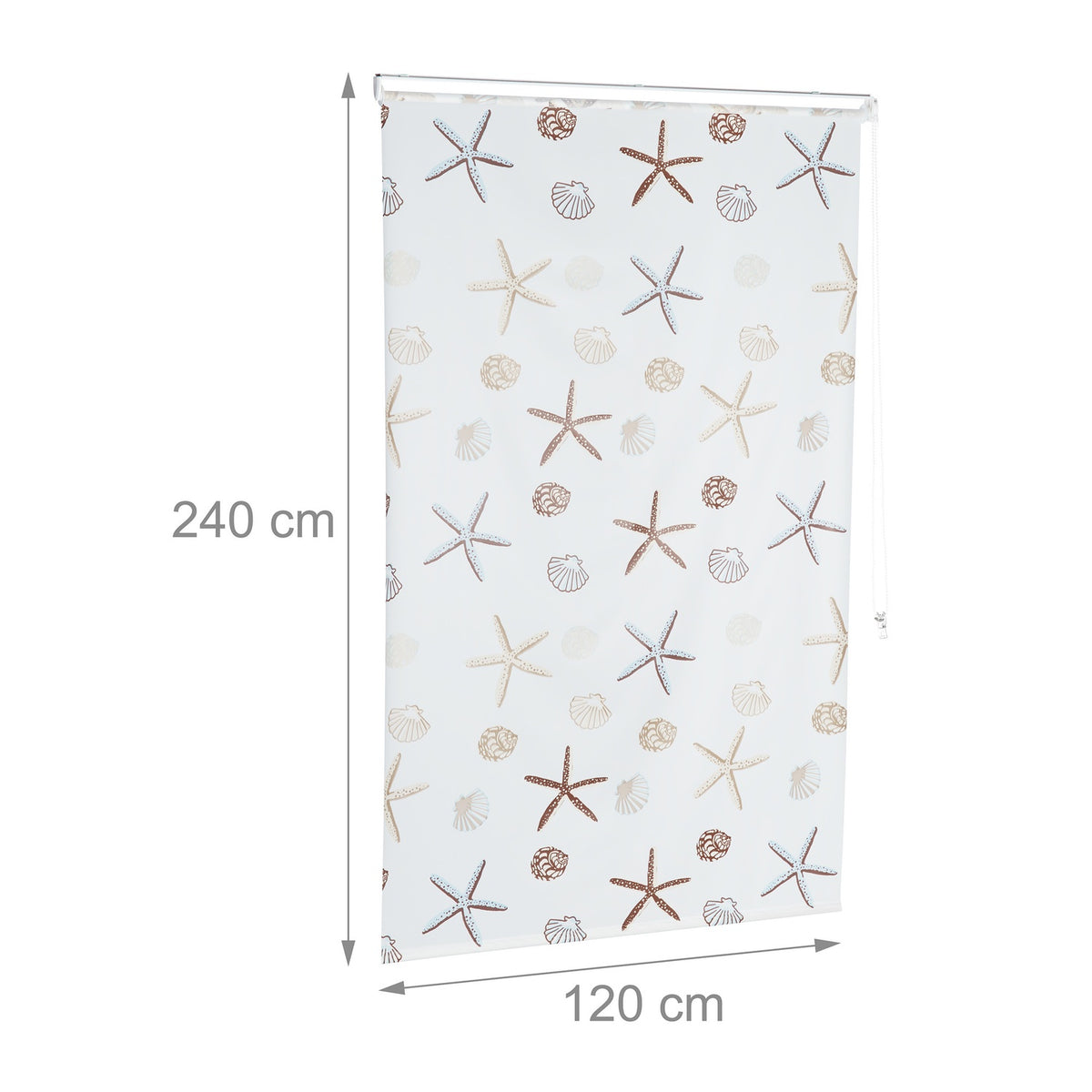 Shower Roller Blind, Ocean Print, Water-Repellent