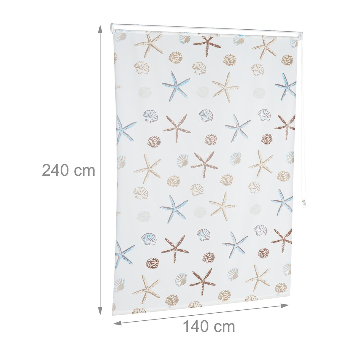 Shower Roller Blind, Ocean Print, Water-Repellent
