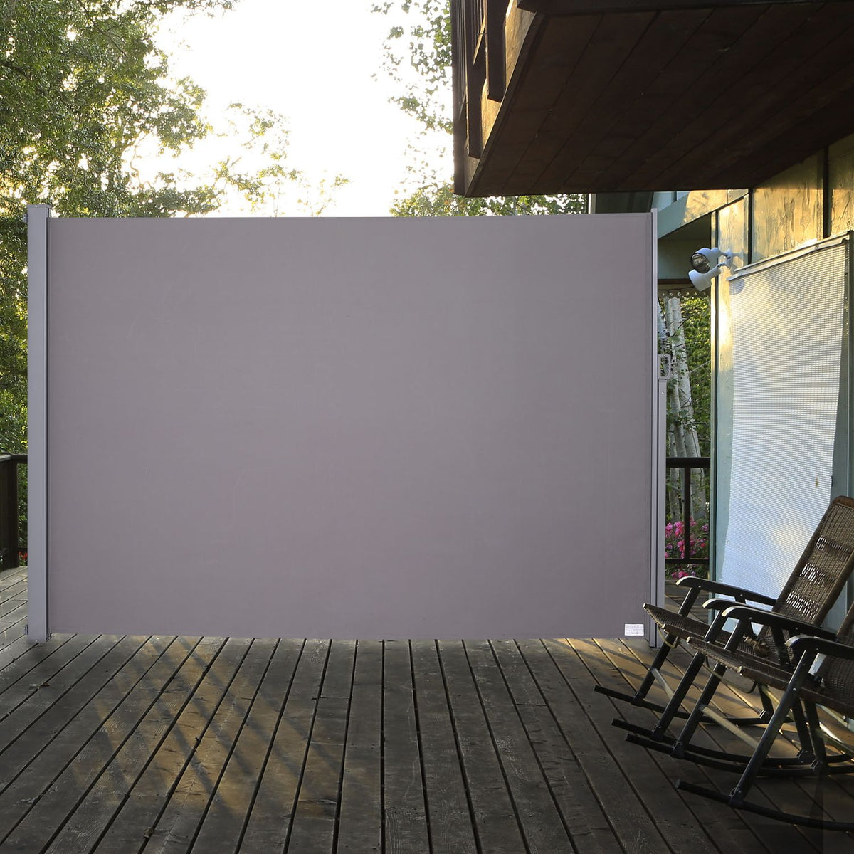 Side Awning Privacy Screen Sun Protection Side Roller Blind Privacy Screen Polyester Gray 300X200Cm