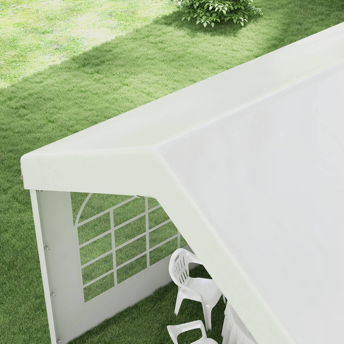 Side Panel With Window, Side Wall For Pavilion Approx. 6 X 2 M Side Tarpaulin Replacement Wall For Party Tent, White