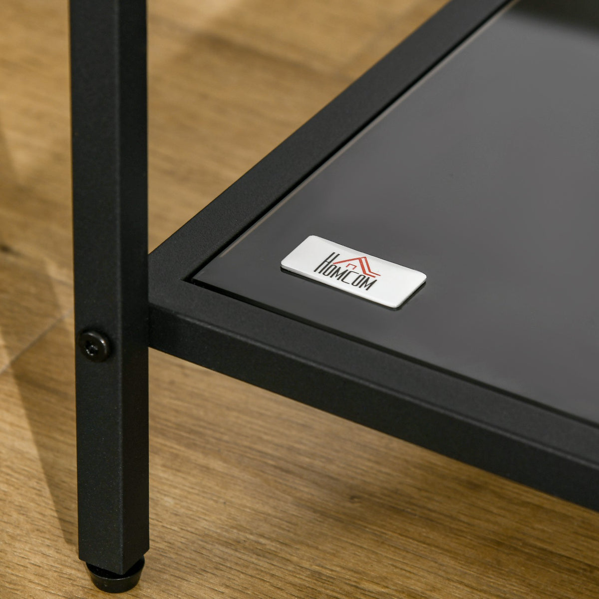 Side Table 2 Tier Coffee Table Tempered Glass Coffee Table for Living Room Bedroom 40 x 40 x 50 cm Steel Black