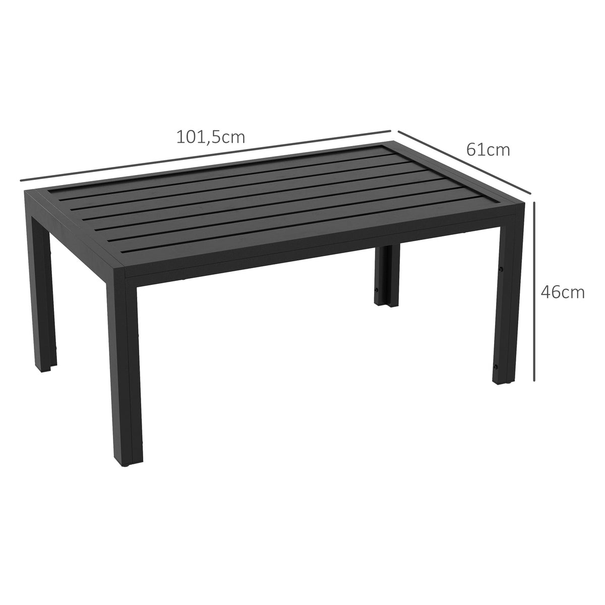 Side Table Balcony Table Made of Steel Rectangular Coffee Table Weatherproof Garden Table Easy Care Sofa Table Outdoor Table for Balcony Garden Terrace Porch Living Room 101.5 x 61 x 46 cm Black |
