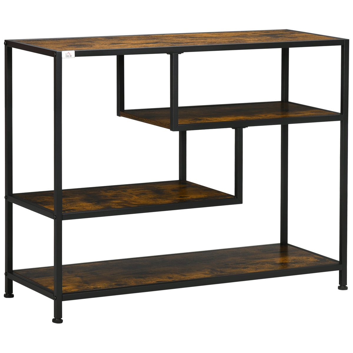 Side Table Black Console Table Narrow With 4 Levels & Tip Protection, Industrial Design, Steel, For Hallway