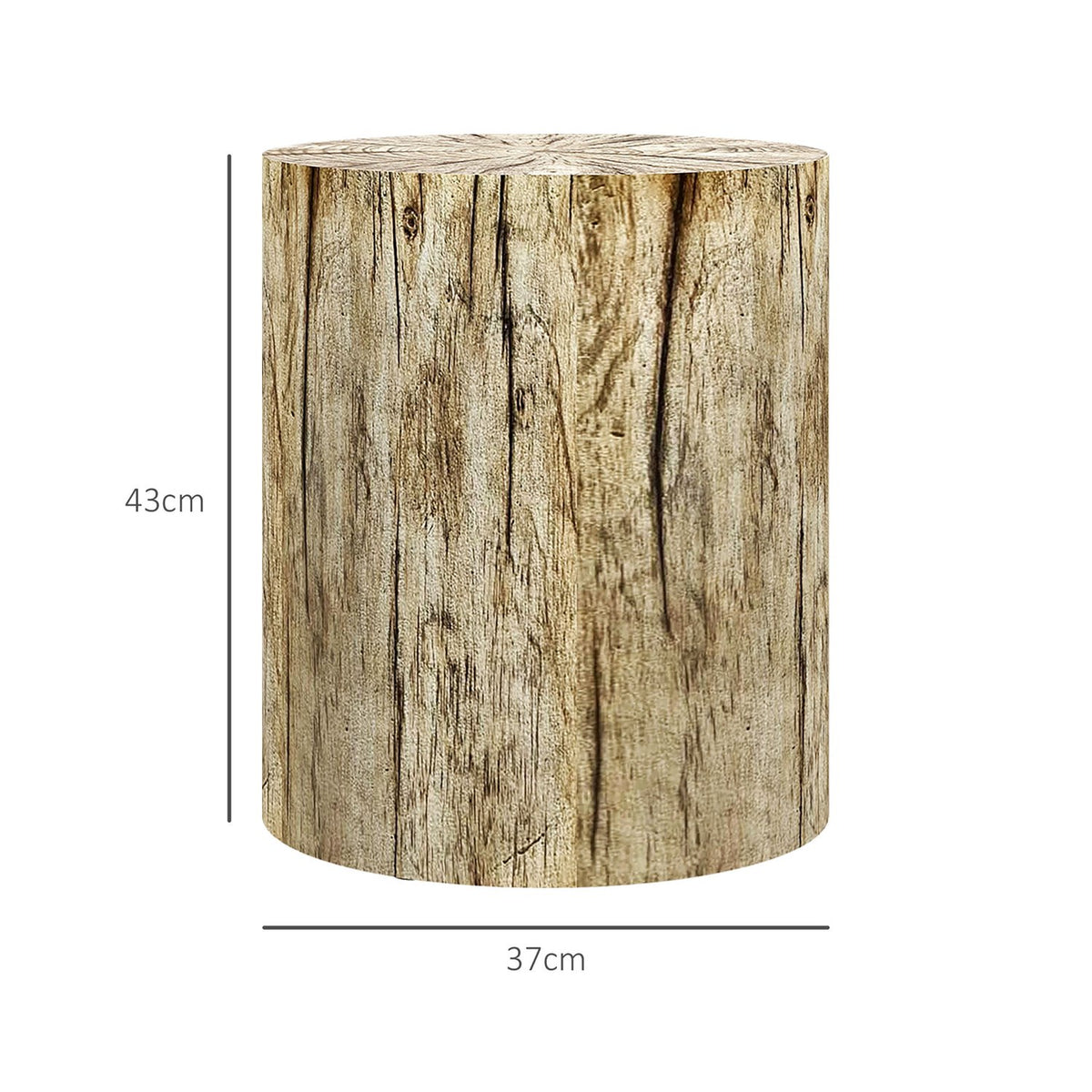 Side Table, Coffee Table In Tree Stump Design, Round Bedside Table, Coffee Table For Living Room, Garden, Natural, Ø37 X 43 Cm