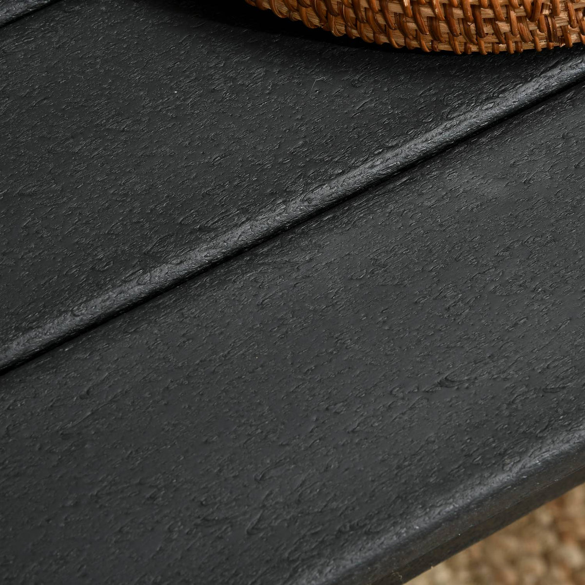 Side Table Garden Table, Coffee Table In Wood Look, Rectangular, For Balcony, Garden, Terrace, Hdpe, Black, 95X42X40Cm