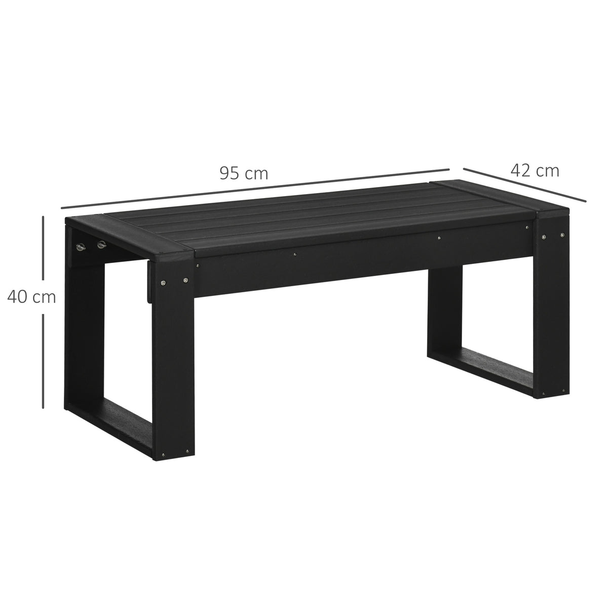 Side Table Garden Table, Coffee Table In Wood Look, Rectangular, For Balcony, Garden, Terrace, Hdpe, Black, 95X42X40Cm