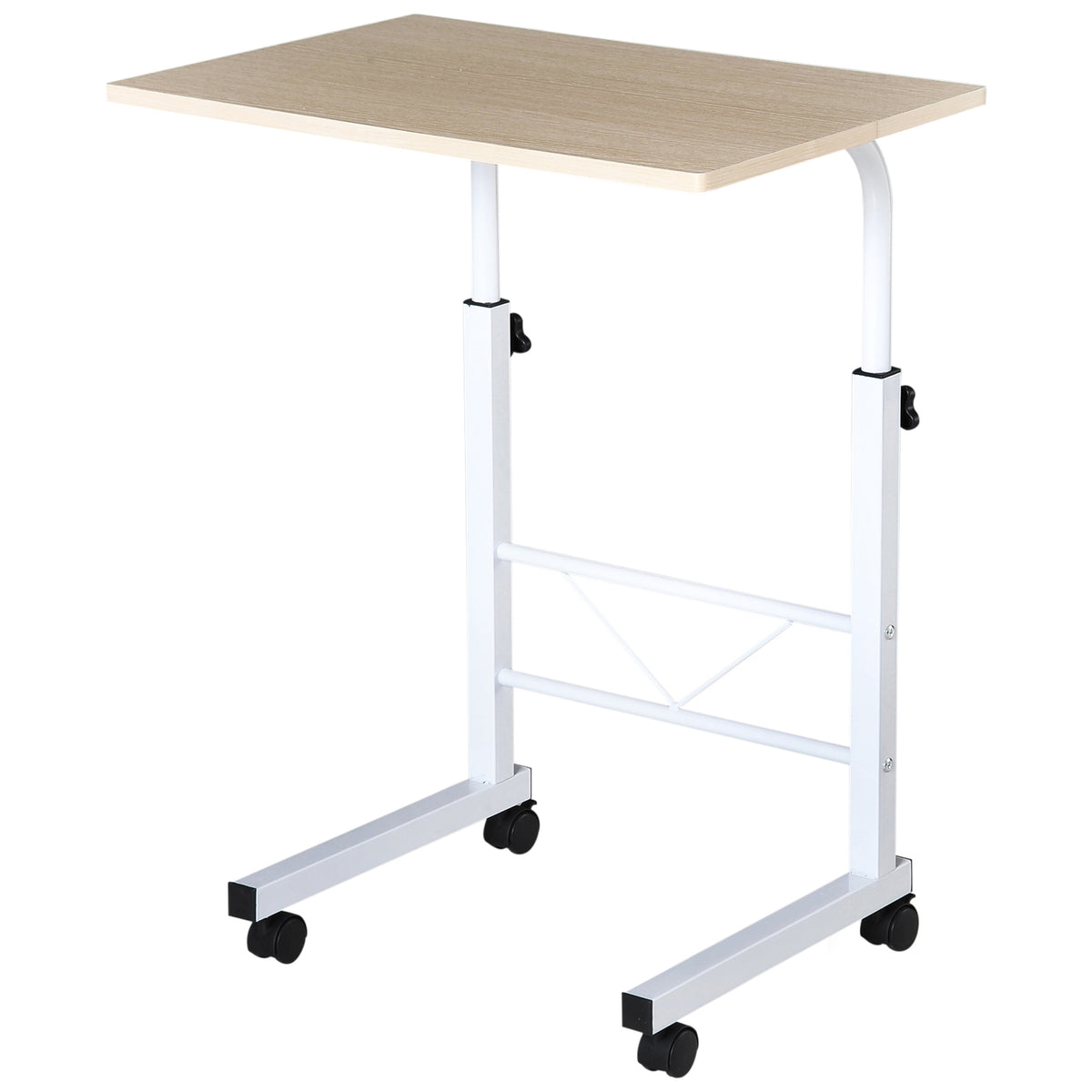 Side Table Height Adjustable Coffee Table Mobile End Desk Wheels Brakes C-Table Chipboard Steel Multicolored