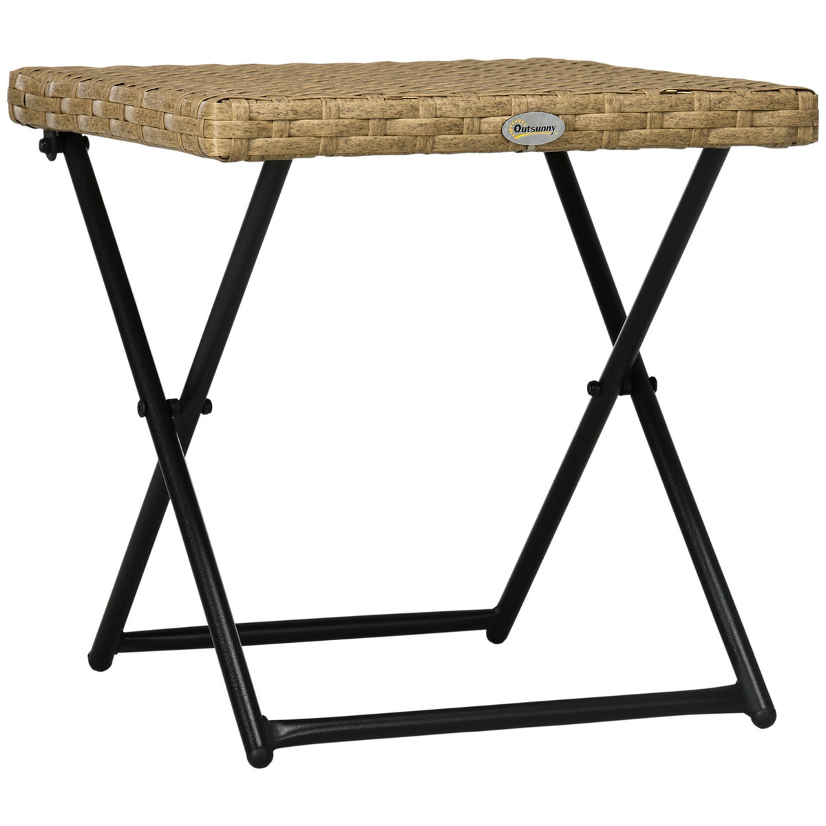 Side Table Polyrattan Folding Garden Table Coffee Table Balcony Table Folding Table Metal Natural 40X40X40Cm