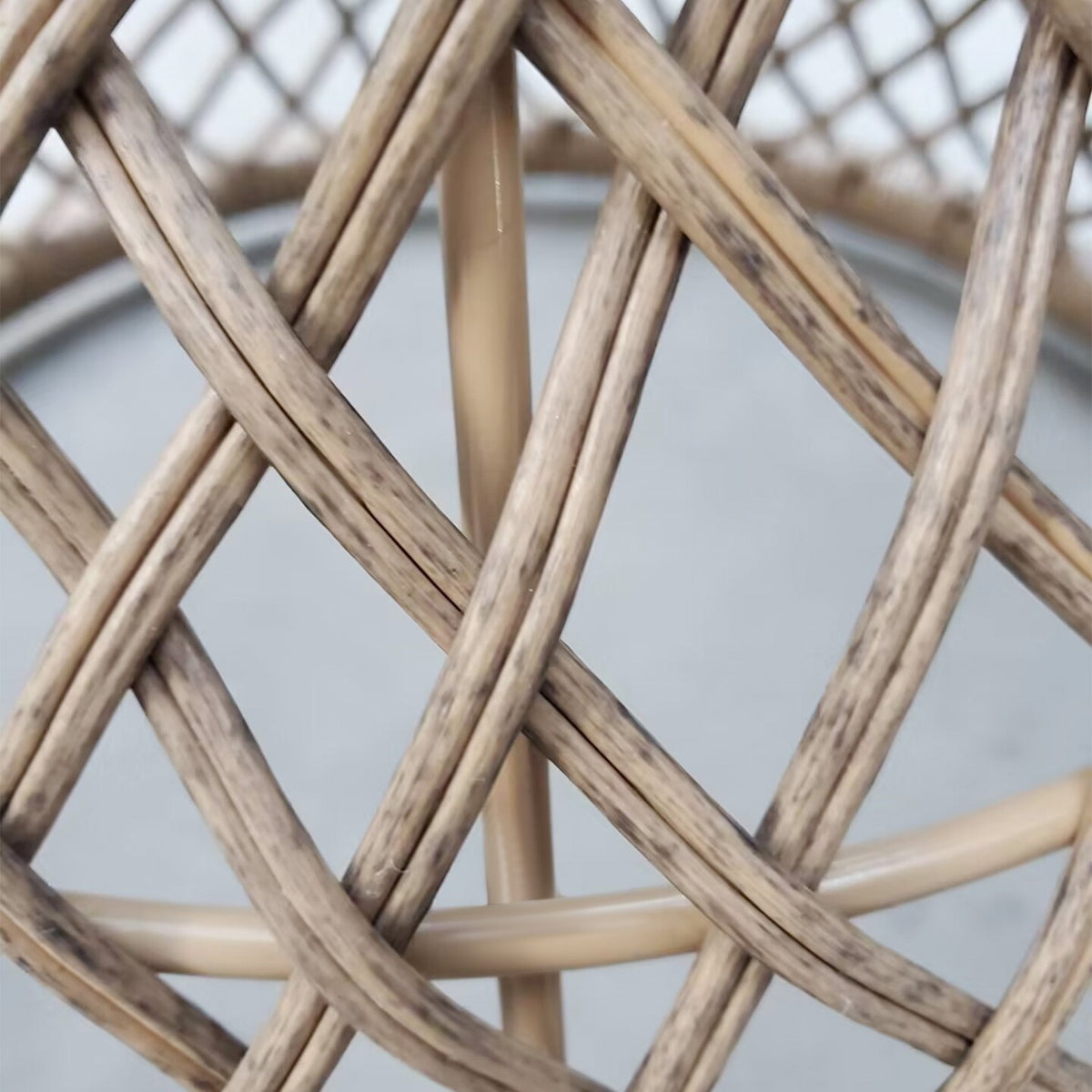 Side Table Rattan Garden Table, 45 X 45 Cm Coffee Table With Uv Protection, Balcony Table With Table Top Made Of Safety Glass, In Boho Design, Brown