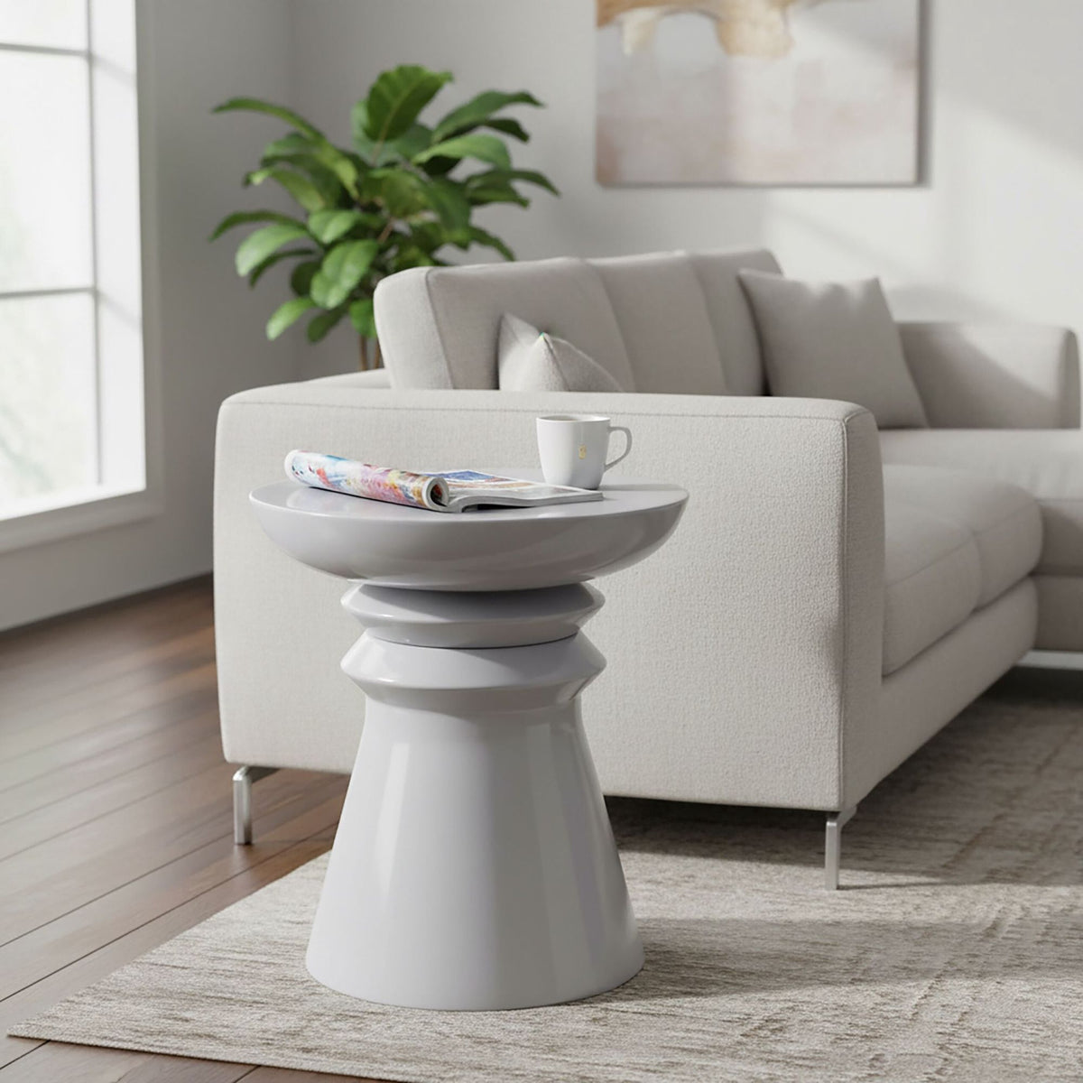 Side Table & Stool, Chess-Piece Design, Versatile Use