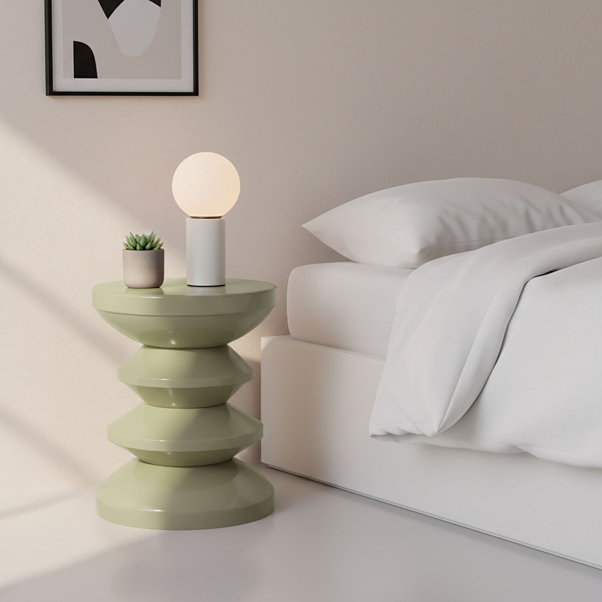Side Table & Stool, Zigzag Design, 1960s–70s Style