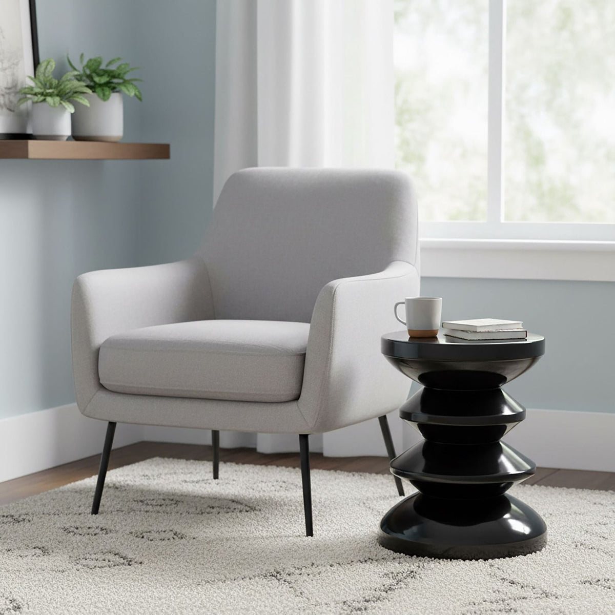 Side Table & Stool – Zigzag Design, Space Age Style