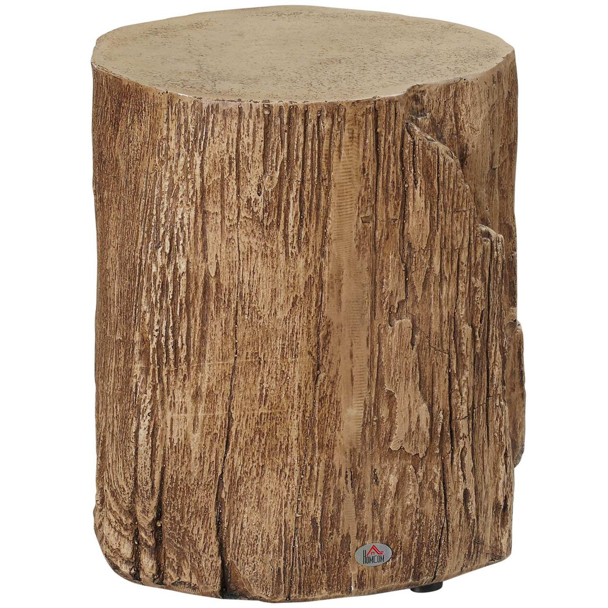 Side Table Tree Stump Look Bedside Table With Four Adjustable Feet Coffee Table Stool Waterproof Inorganic Ore Powder 37X37X43 Cm