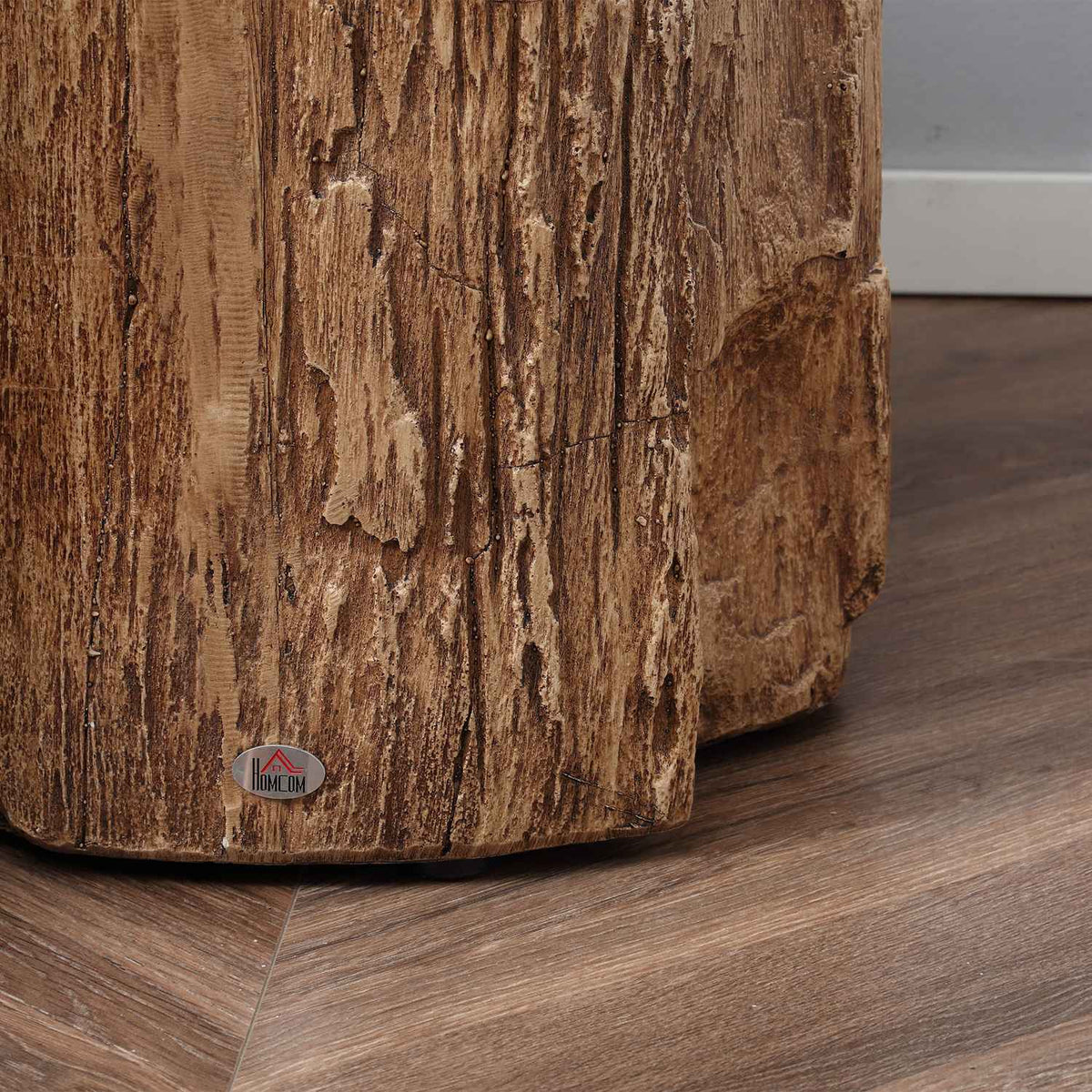 Side Table Tree Stump Look Bedside Table With Four Adjustable Feet Coffee Table Stool Waterproof Inorganic Ore Powder 37X37X43 Cm