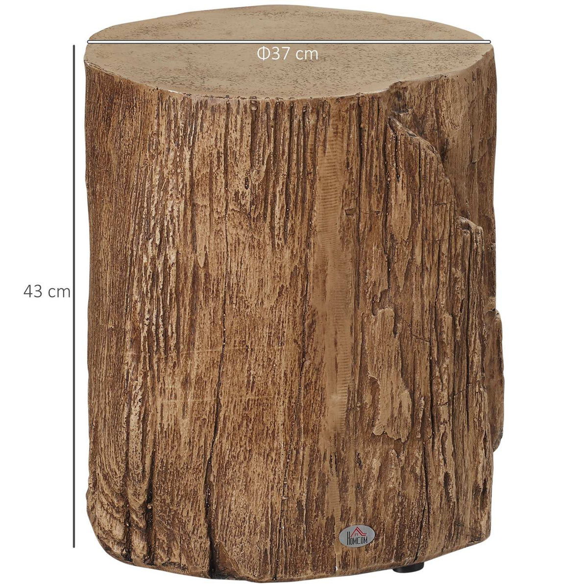 Side Table Tree Stump Look Bedside Table With Four Adjustable Feet Coffee Table Stool Waterproof Inorganic Ore Powder 37X37X43 Cm