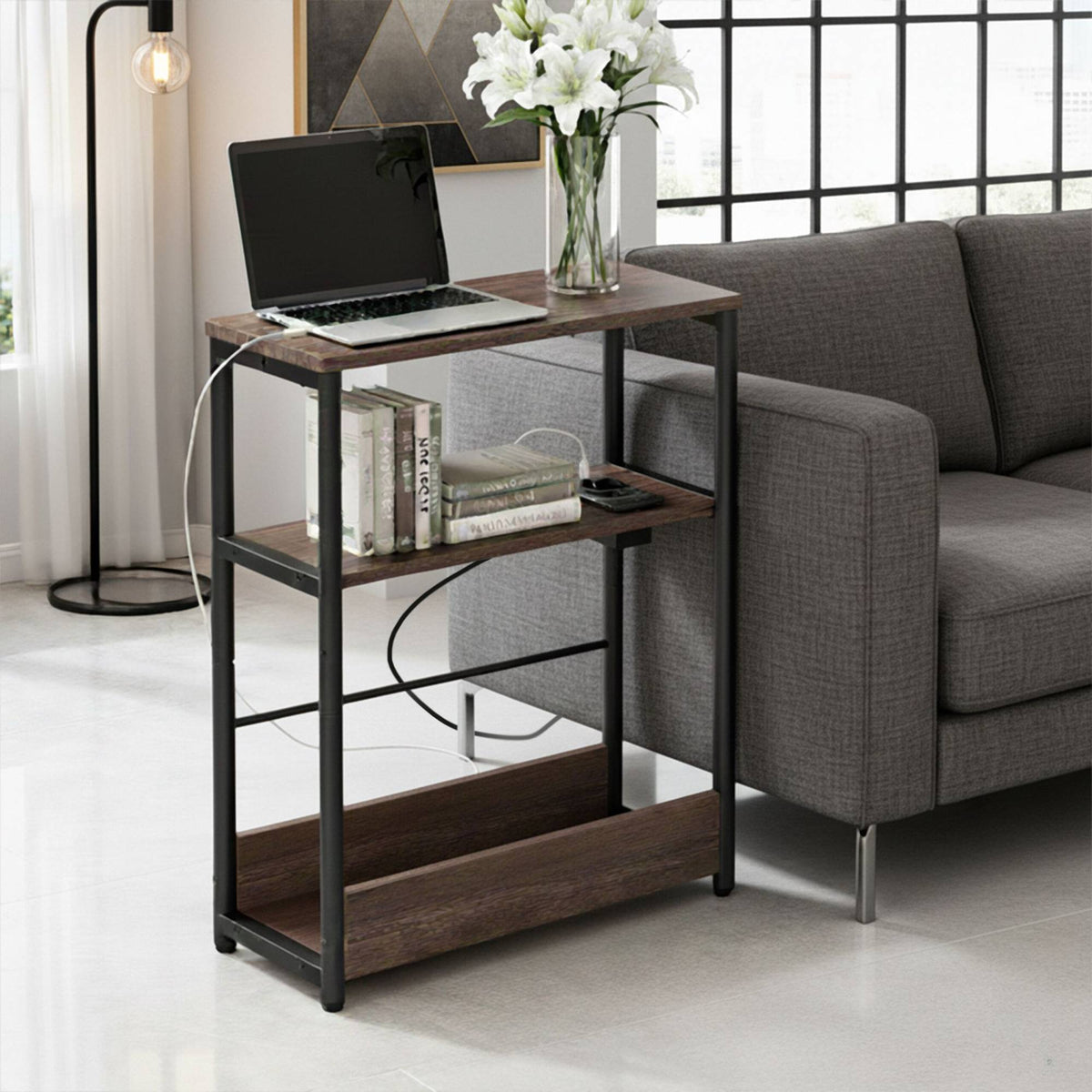 Side Table with USB Ports and Power Outlet