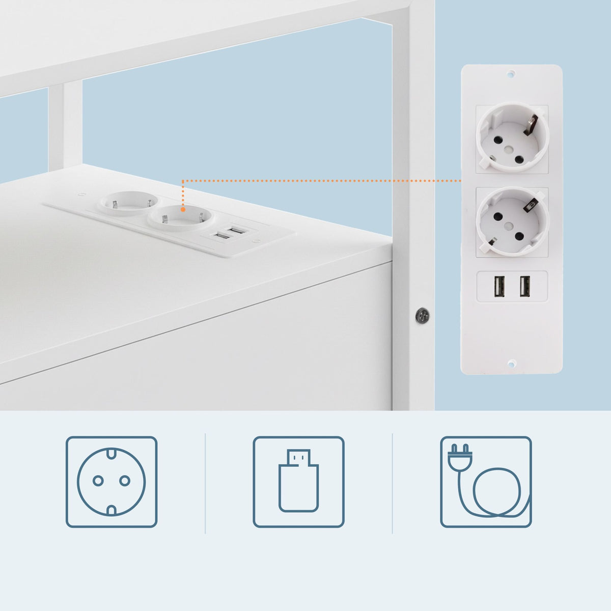 Side Table with USB Ports and Power Outlets