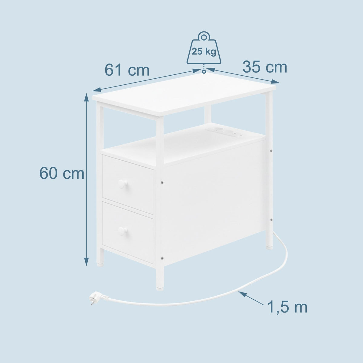 Side Table with USB Ports and Power Outlets