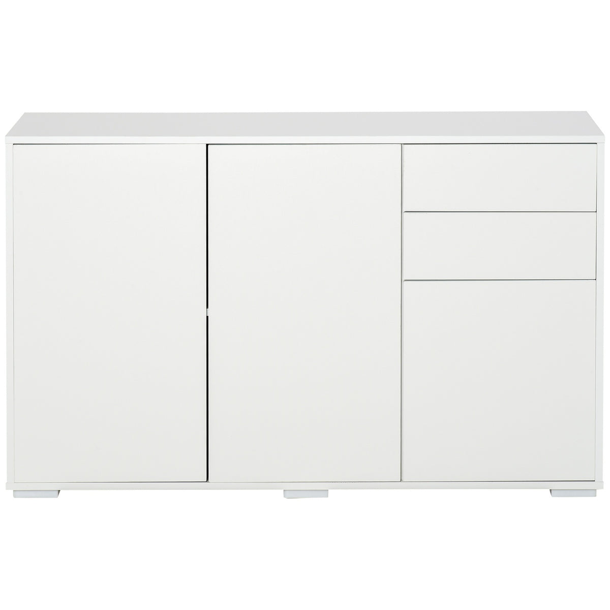 Sideboard White Chest Of Drawers With 2 Drawers & 3 Doors, Multi-Purpose Cabinet, Filing Cabinet, 117X36X74Cm