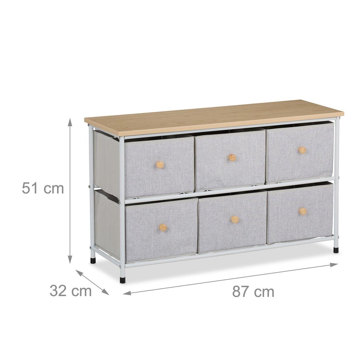 Sideboard with 6 Drawers – Metal Frame, Fabric Storage