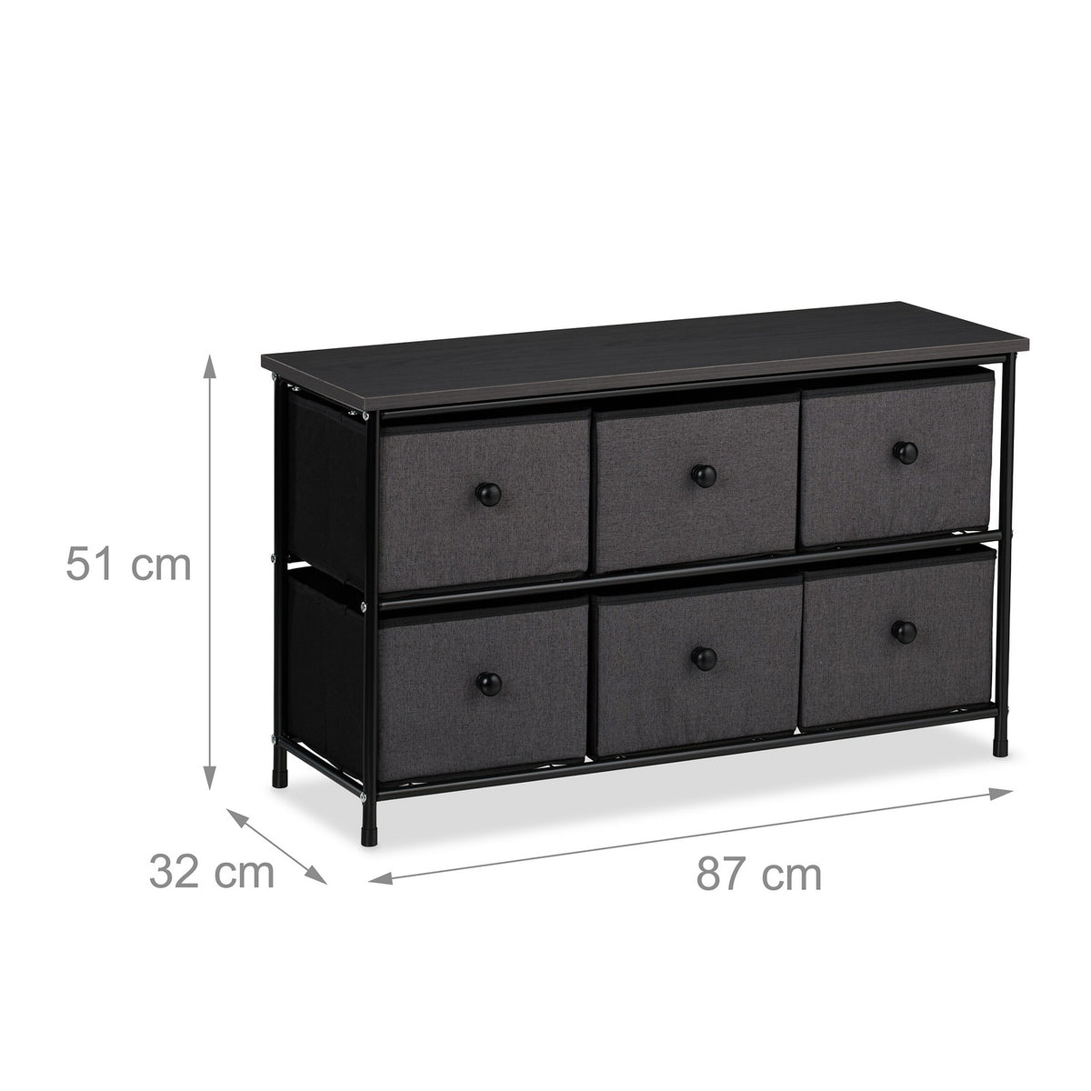 Sideboard with 6 Drawers – Metal Frame, Fabric Storage